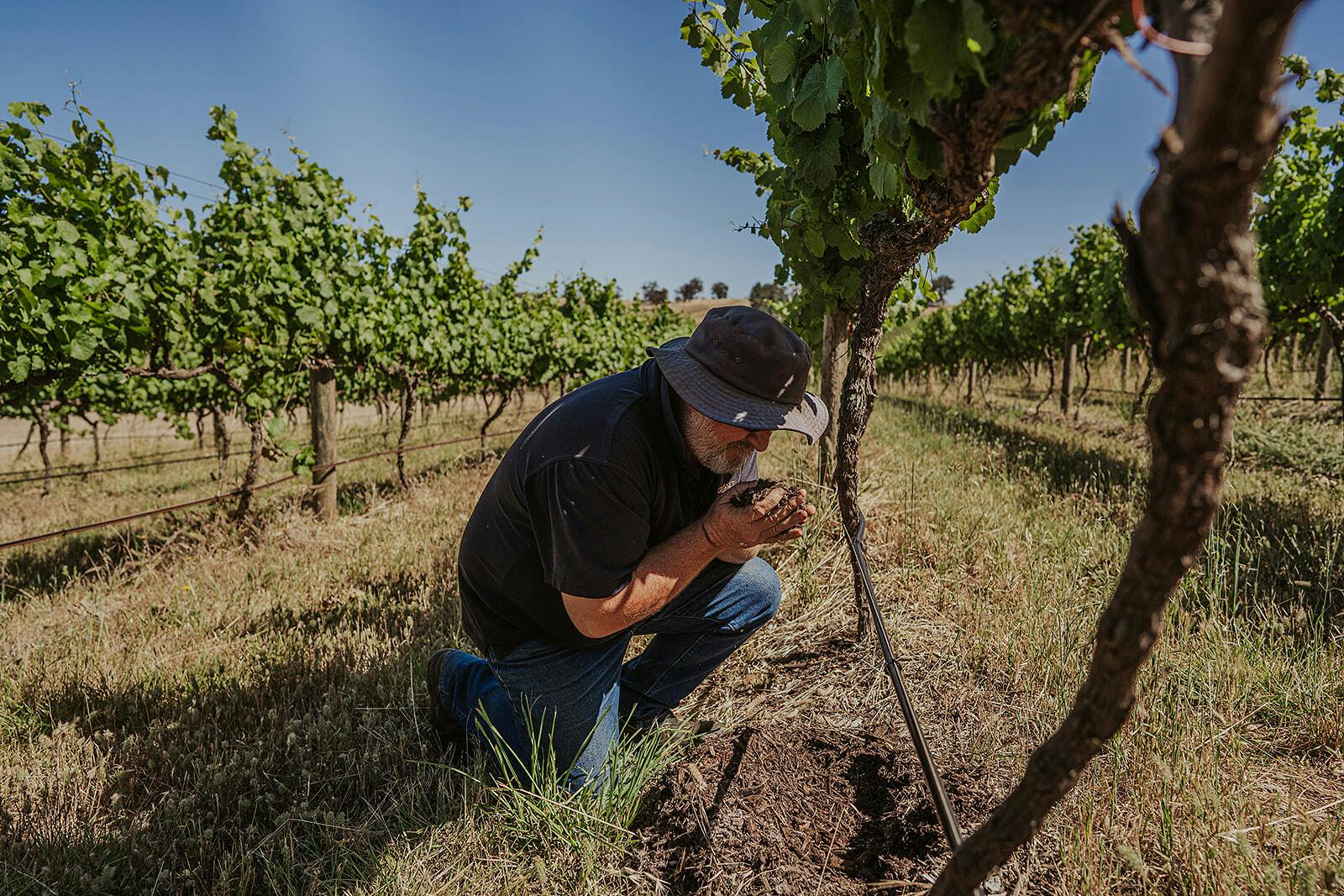 Matt smelling the soil